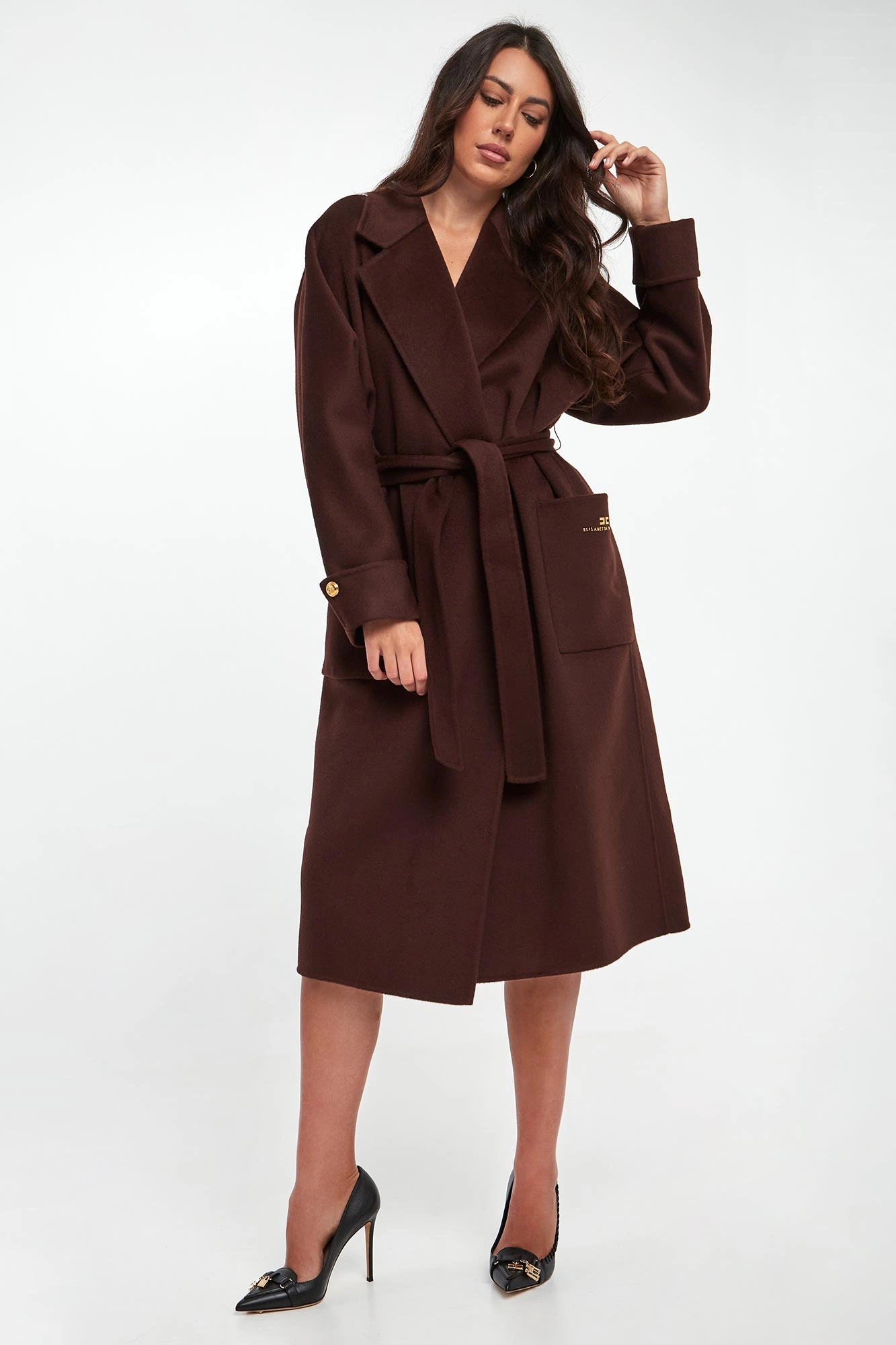 Manteau Femme Elisabetta Franchi Crème Laine - Style Cappotto Over - Neuf Avec Étiquette