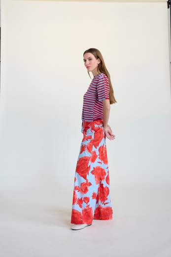 BYU, BY010246: Pantaloni in Cotone - Barrel Maxi Roses