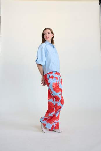 BYU, BY010246: Pantaloni in Cotone - Barrel Maxi Roses