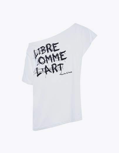 Manila Grace S5JT251CU, T-shirt scollo asimmetrico