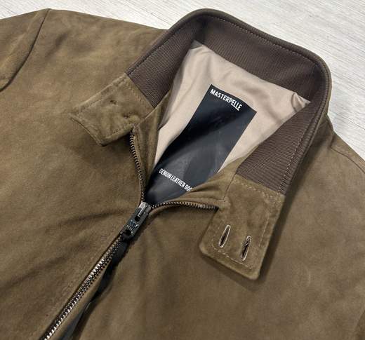 Bomber uomo in vera pelle effetto camoscio invernale