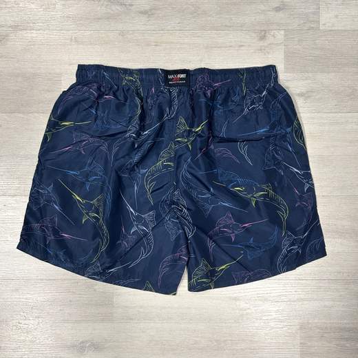 Boxer mare taglie grandi uomo ad asciugatura rapida - Blu con fantasia Maxfort
