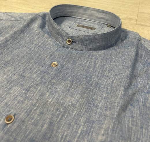 Camicia in lino cotone con collo alla koreana Sea Barrier articolo FERRO/CONF