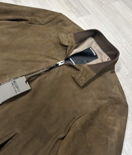 Bomber uomo in vera pelle effetto camoscio invernale
