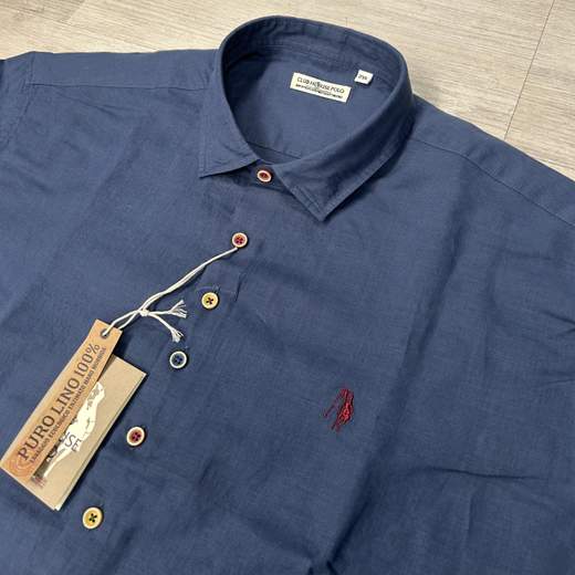 Camicia uomo 100% Lino leggera e traspirante - taglie grandi Club House Polo