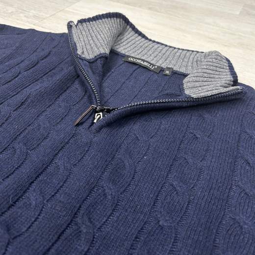Maglione uomo mezza zip in misto lana