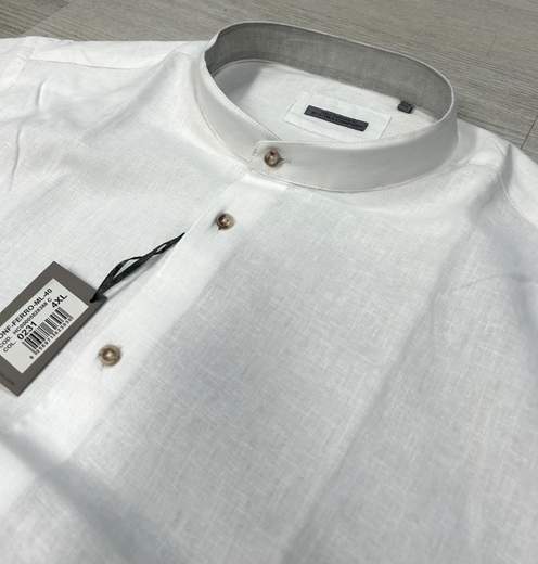 Camicia in lino cotone con collo alla koreana Sea Barrier articolo FERRO/CONF