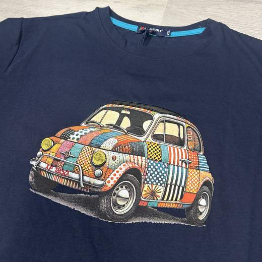 T-shirt uomo girocollo in cotone con stampa vintage- Maxfort