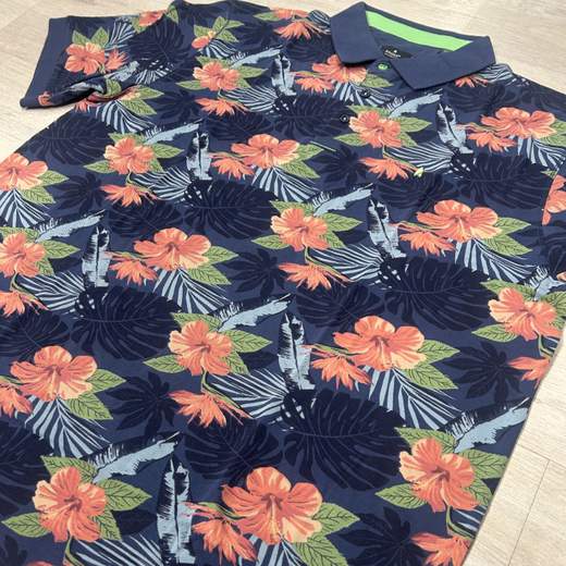 Polo uomo taglie grandi Ragman fantasia tropicale