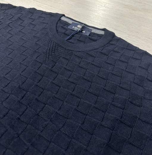 Maglione uomo Il Granchio invernale a girocollo con lavorazione a quadri