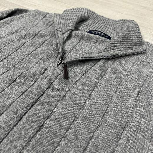 Maglione uomo mezza zip in misto lana