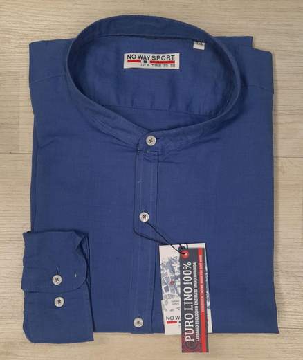 Camicia manica lunga con collo alla koreana 100% Lino No Way Sport articolo 20105/CONF