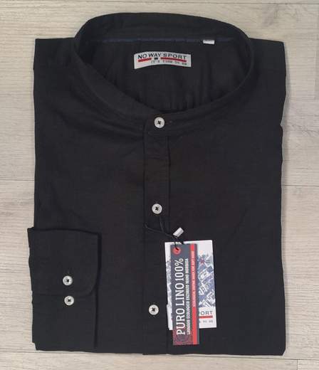 Camicia manica lunga con collo alla koreana 100% Lino No Way Sport articolo 20105/CONF