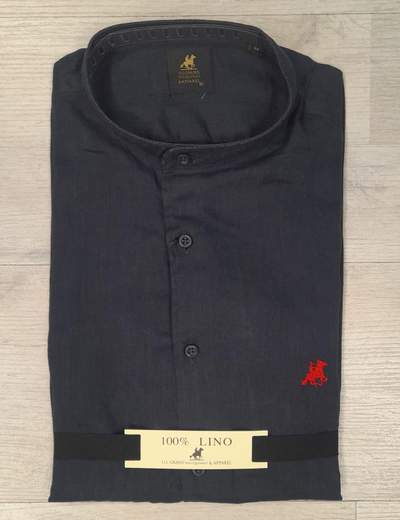 Camicia manica lunga con collo alla koreana 100% Lino U.S. Grand Polo articolo USC747