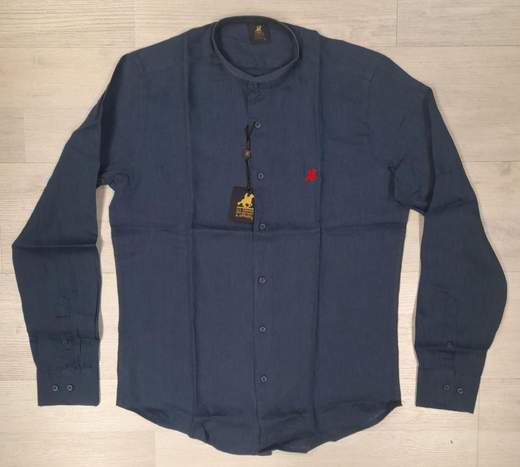 Camicia manica lunga con collo alla koreana 100% Lino U.S. Grand Polo articolo USC747