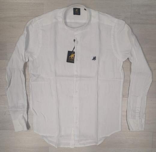 Camicia manica lunga con collo alla koreana 100% Lino U.S. Grand Polo articolo USC747