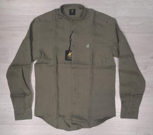 Camicia manica lunga con collo alla koreana 100% Lino U.S. Grand Polo articolo USC747