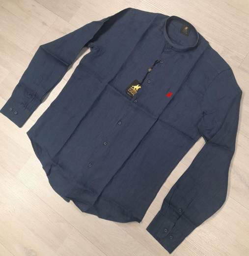 Camicia manica lunga con collo alla koreana 100% Lino U.S. Grand Polo articolo USC747