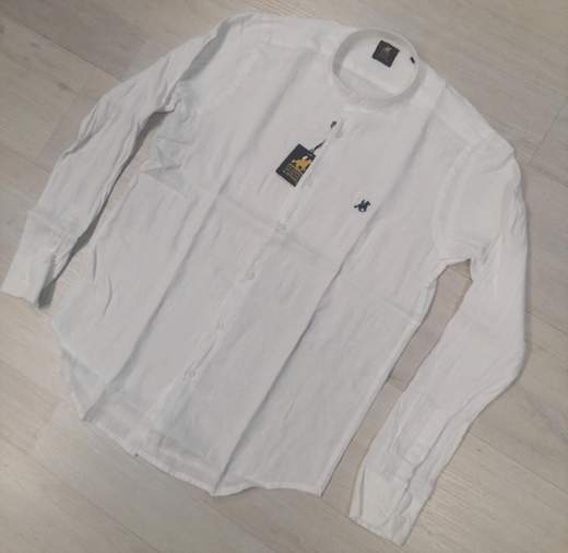 Camicia manica lunga con collo alla koreana 100% Lino U.S. Grand Polo articolo USC747