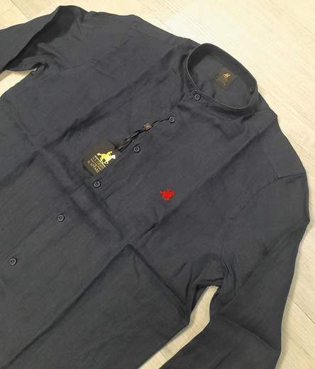 Camicia manica lunga con collo alla koreana 100% Lino U.S. Grand Polo articolo USC747