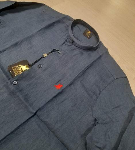 Camicia manica lunga con collo alla koreana 100% Lino U.S. Grand Polo articolo USC747