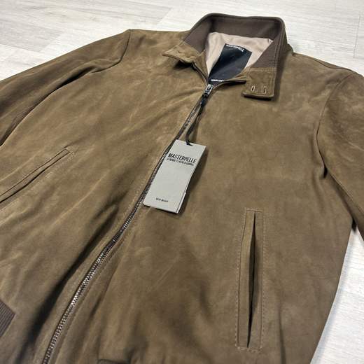 Bomber uomo in vera pelle effetto camoscio invernale