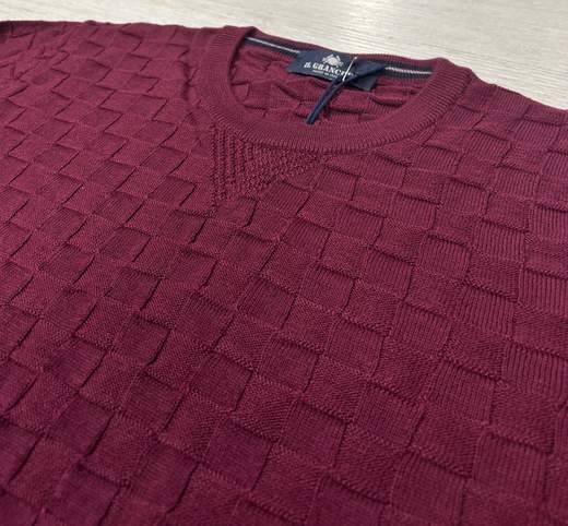 Maglione uomo Il Granchio invernale a girocollo con lavorazione a quadri