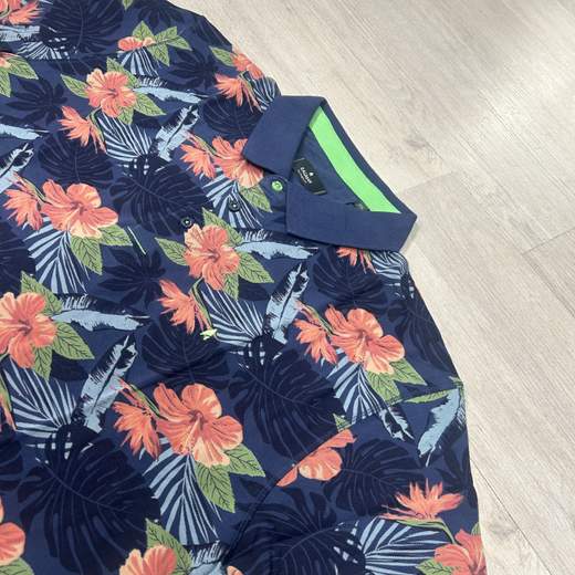Polo uomo taglie grandi Ragman fantasia tropicale