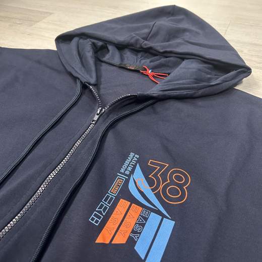 Felpa uomo Maxfort in cotone con cappuccio e zip, taglie grandi