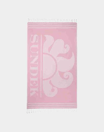 SUNDEK AM401ATC1000 Telo Mare In Cotone Nero - Maxi Logo E Frange - 180x100 Cm