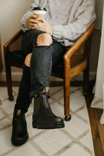 BLUNDSTONE Stivaletti ORIGINALS BROWN LEATHER & OLIVE 519