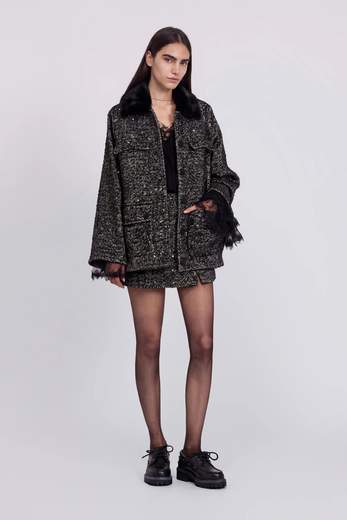 ERMANNO SCERVINO - FIRENZE Giaccone in tweed con micropaillettes