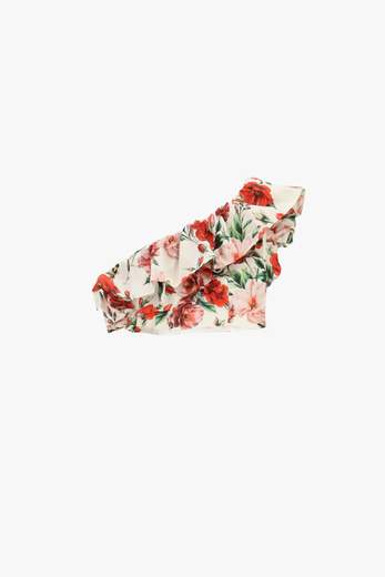 IMPERIAL TOP CORTO ASIMMETRICO STAMPA FLOREALE VOLANT