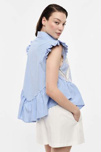 IMPERIAL CAMICIA A RIGHE CON RUCHES E DETTAGLI IN PIZZO