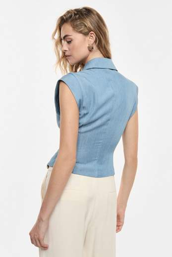 IMPERIAL GILET DOPPIOPETTO CORTO CON SPILLA DECORATIVA