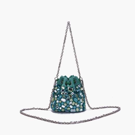 LA CARRIE Mini Secchiello Night Edition in seta con strass 141M-SS-701-SIS