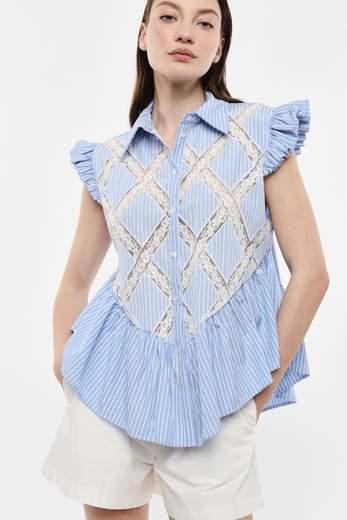 IMPERIAL CAMICIA A RIGHE CON RUCHES E DETTAGLI IN PIZZO