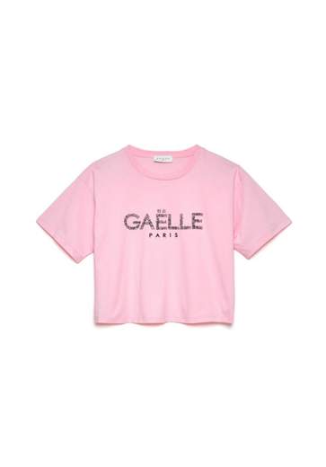 GAELLE T-shirt In Jersey Mezza Manica Cropped Con Stampa