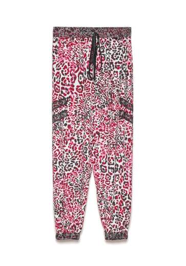 GAELLE Pantalone In Crepe Stampato Con Intarsi In Rete