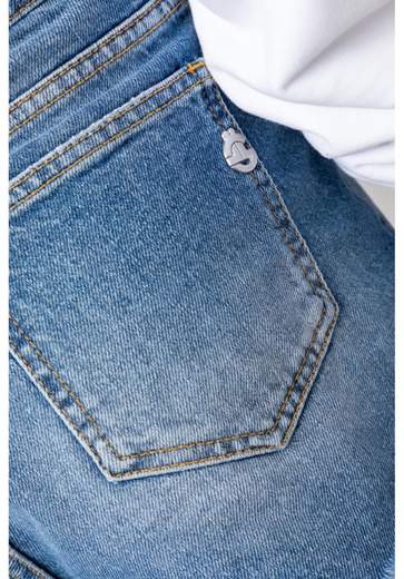 GAELLE Short In Denim Con Maxi Salpa In Ecopelle