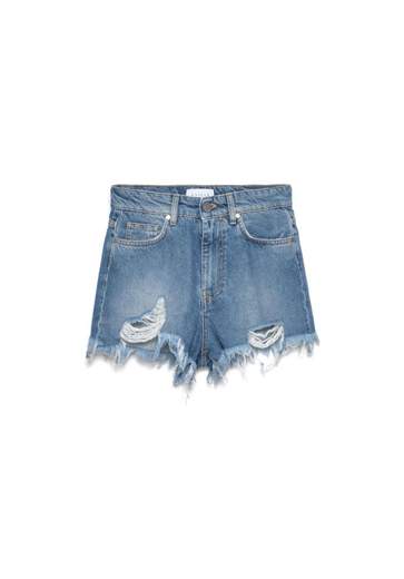 GAELLE Short In Denim Con Maxi Salpa In Ecopelle