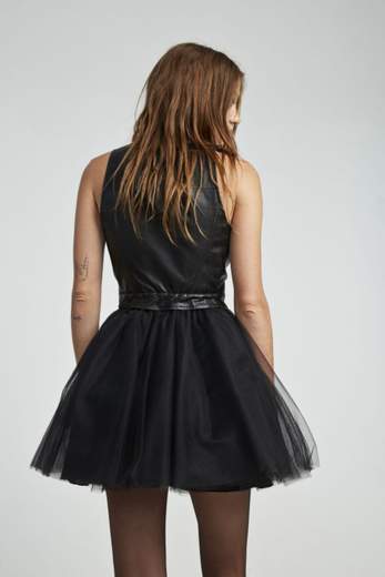 TUTU' DRESS ELSY CON CORPETTO IN ECOPELLE E GONNA IN TULLE