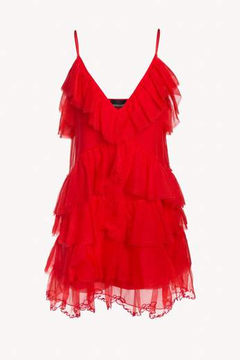 ERMANNO SCERVINO - FIRENZE Abito Con Balze E Logo Ricamato D38ETAB55ORG