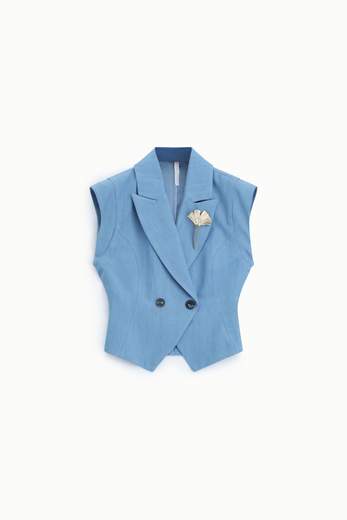 IMPERIAL GILET DOPPIOPETTO CORTO CON SPILLA DECORATIVA