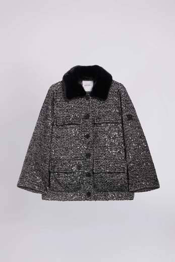 ERMANNO SCERVINO - FIRENZE Giaccone in tweed con micropaillettes