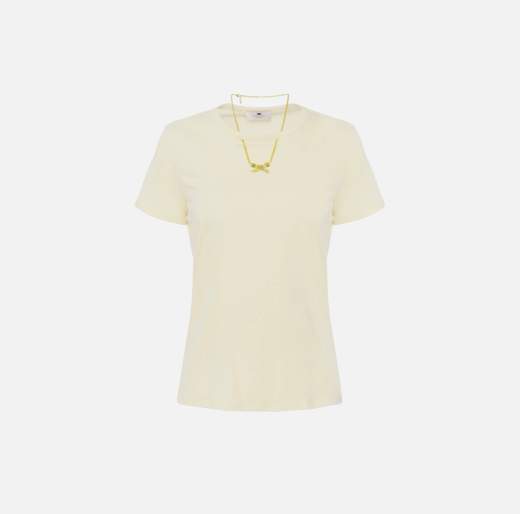 ELISABETTA FRANCHI T-Shirt In Jersey MA02951E2 Con Collana A Fiocco