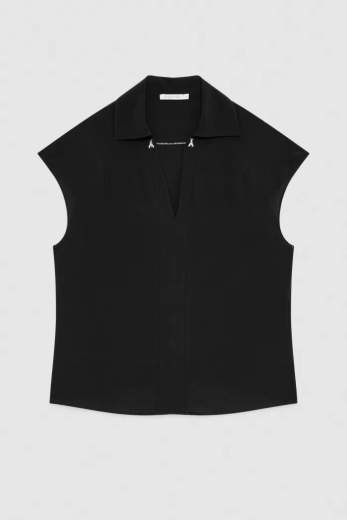 Patrizia Pepe Camicia Smanicata 8C0775 Essential Con Gemelli