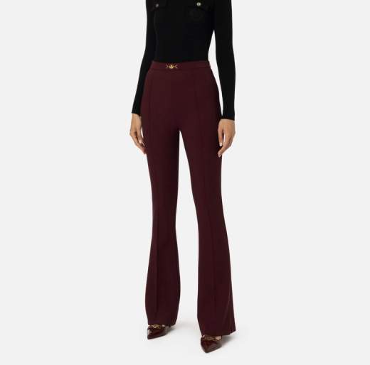 Elisabetta Franchi Pantalone Palazzo PA02246E2 In Crepe Stretch Con Morsetto