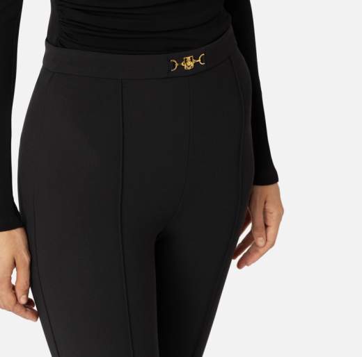 ELISABETTA FRANCHI Pantalone Palazzo PA02246E2 In Crepe Stretch Con Morsetto