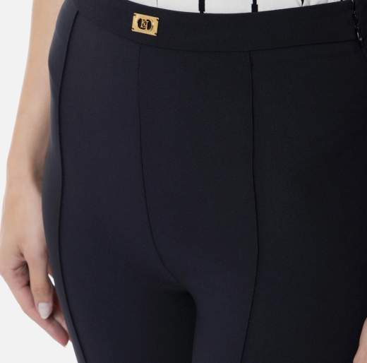 ELISABETTA FRANCHI Pantaloni A Zampa PA07951E2 In Crepe Con Placca Logo